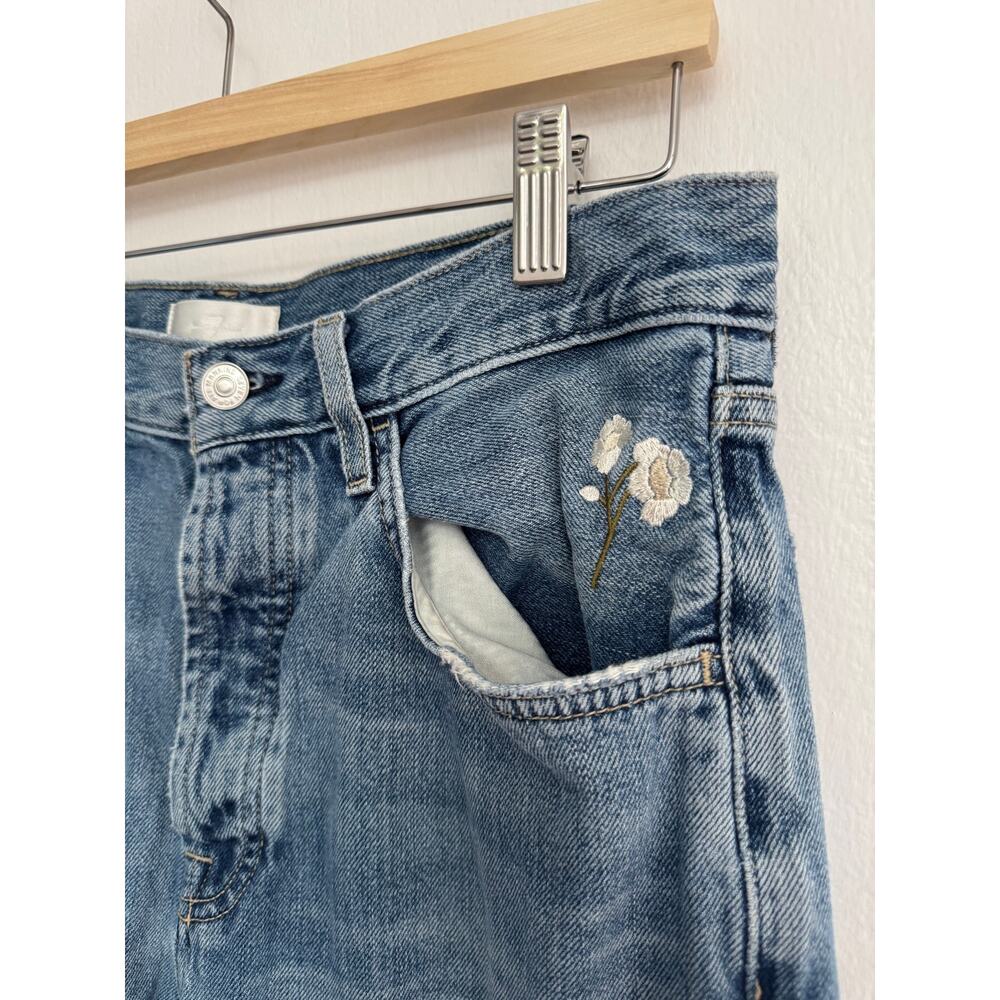 7 For All Mankind Easy Straight Floral Embroidered Jeans Size 28 - Picture 8 of 10